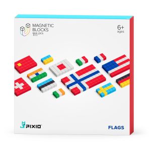 PIXIO Flags - 111 Magnetic Blocks in 8 Colors + Free App