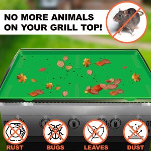 Silicone Griddle Mat | Food Grade Silicone Grill Mat | Protect the Top Surface from Insects by Magnetic | Blackstone 36” Silicone Griddle Cover in Green Color with Silicone Utensil Rest