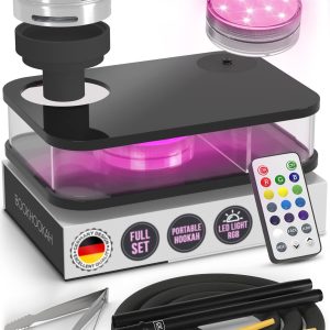 Black Hookah Set   Premium Portable Hookah Set With Everything And Case For Travel Flat Hookah Box Hookah Set With Charcoal Holder & Coal Cover  Travel Hookah Set With Everything